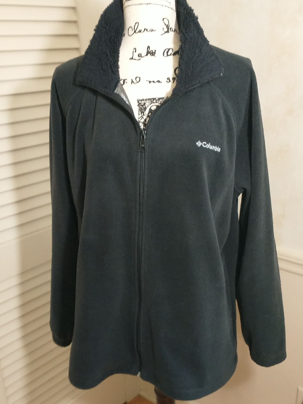 Columbia Omni Heat With Sherpa‎ Collar Black Full-Zip Fleece Jacket, Size 1X